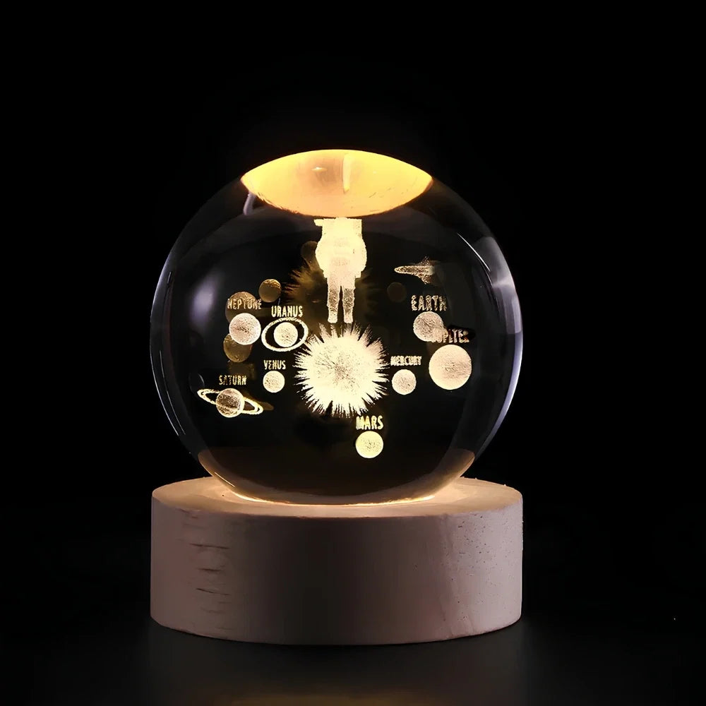 Galaxion | 3D Crystal Ball Table Lamp with Wood Base