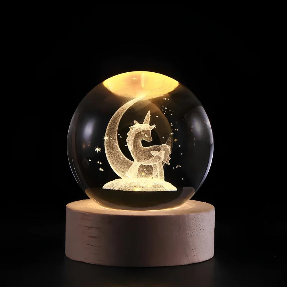 Galaxion | 3D Crystal Ball Table Lamp with Wood Base