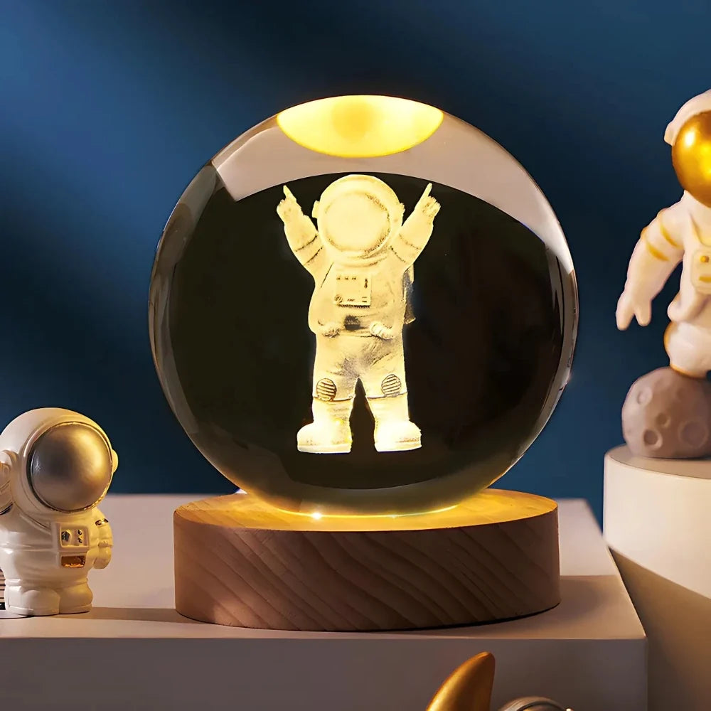 Galaxion | 3D Crystal Ball Table Lamp with Wood Base