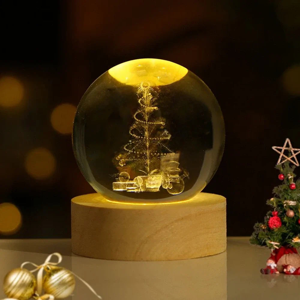 Galaxion | 3D Crystal Ball Table Lamp with Wood Base