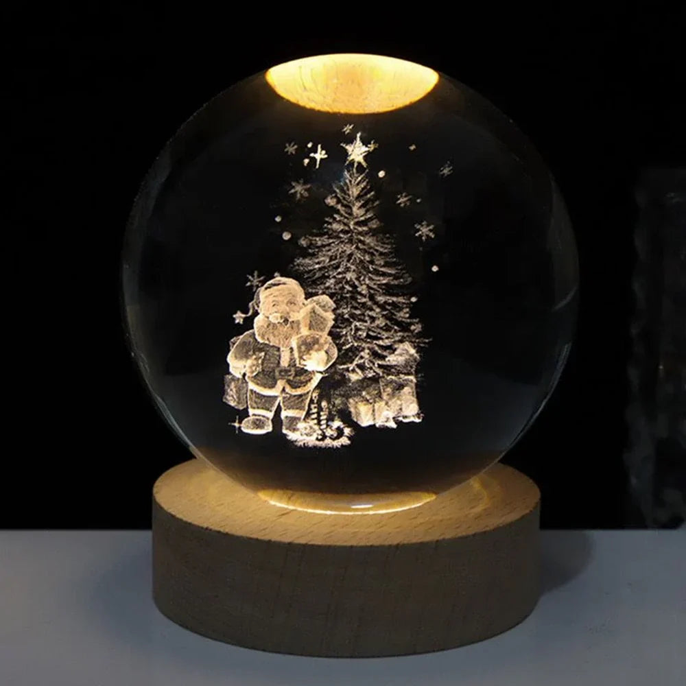 Galaxion | 3D Crystal Ball Table Lamp with Wood Base