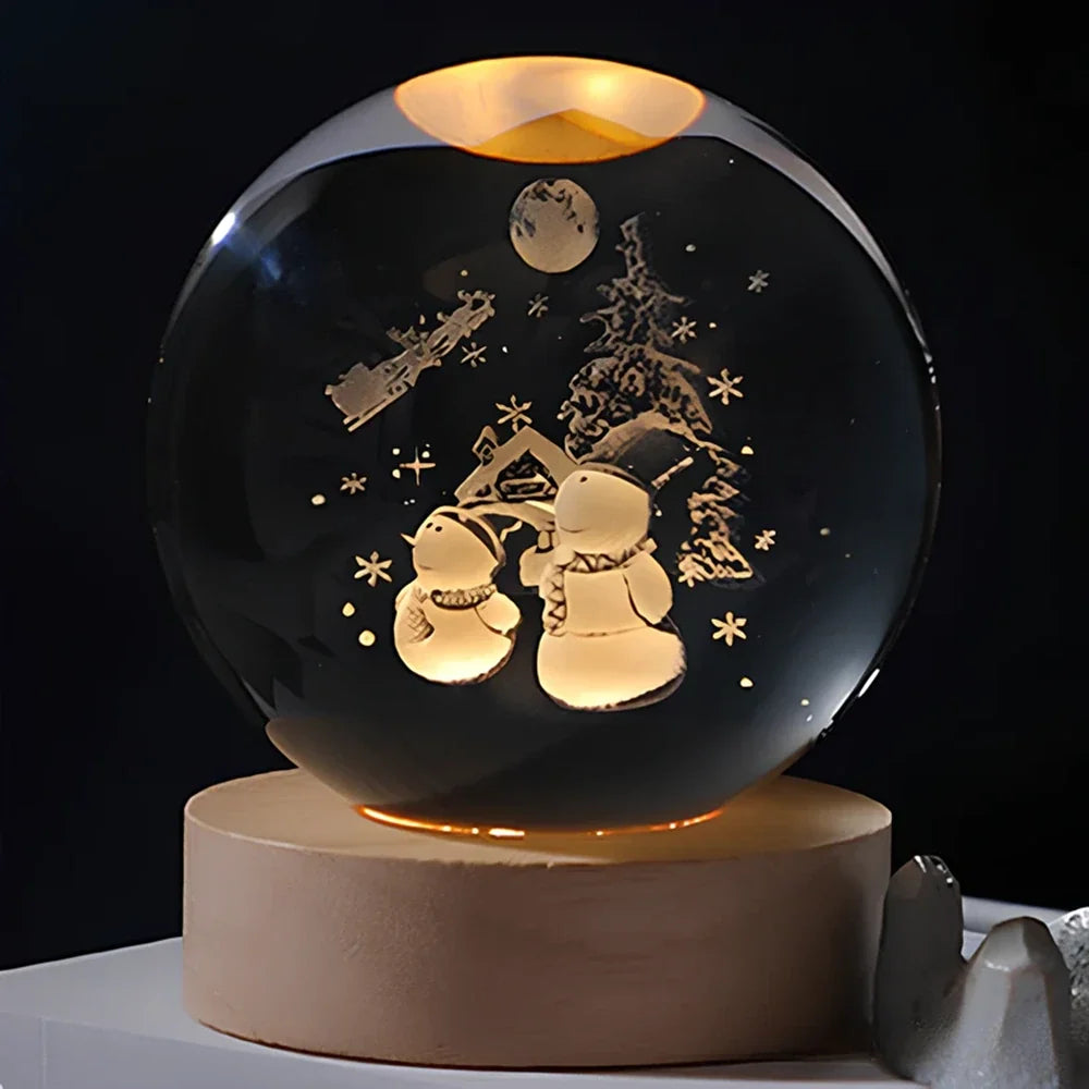 Galaxion | 3D Crystal Ball Table Lamp with Wood Base