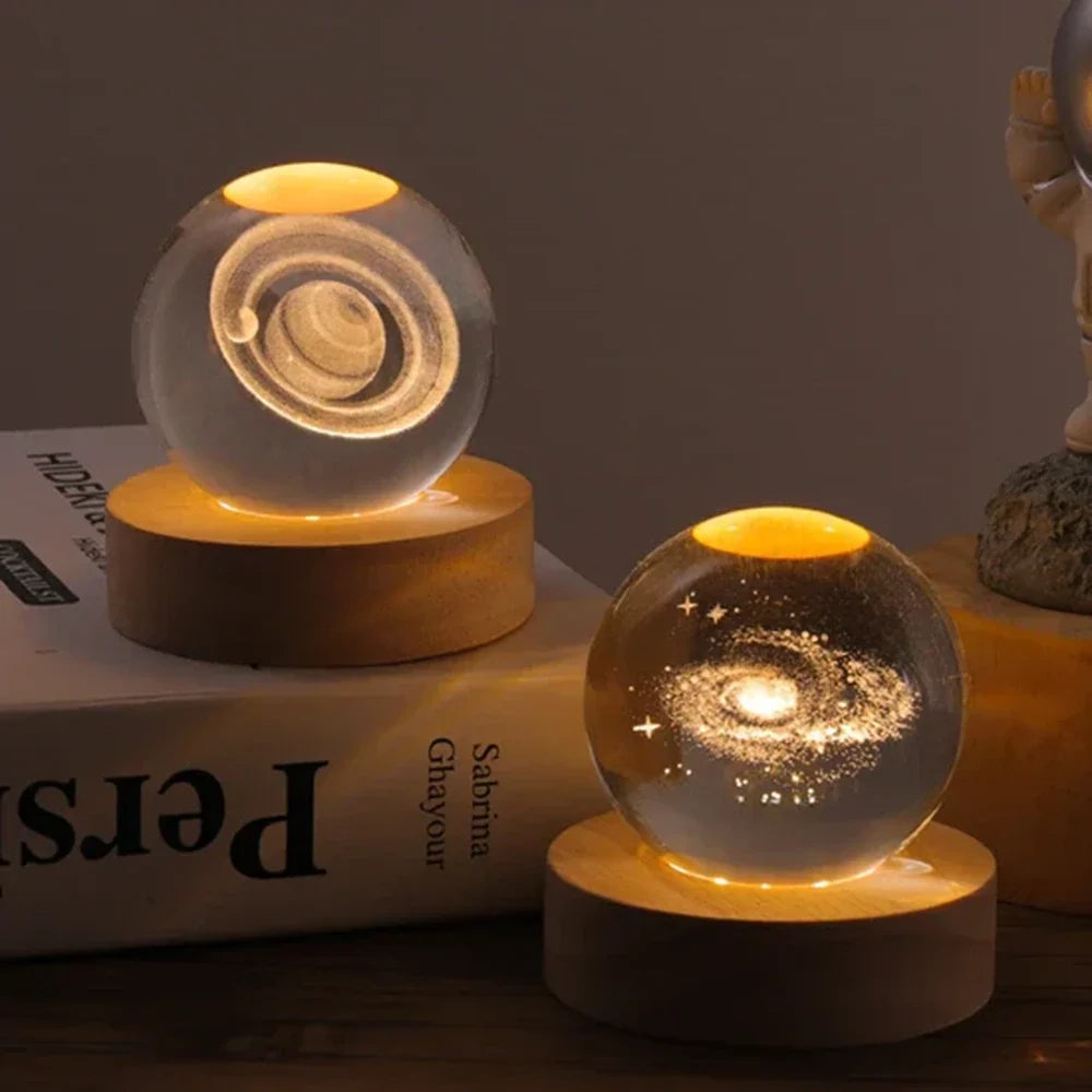 Galaxion | 3D Crystal Ball Table Lamp with Wood Base