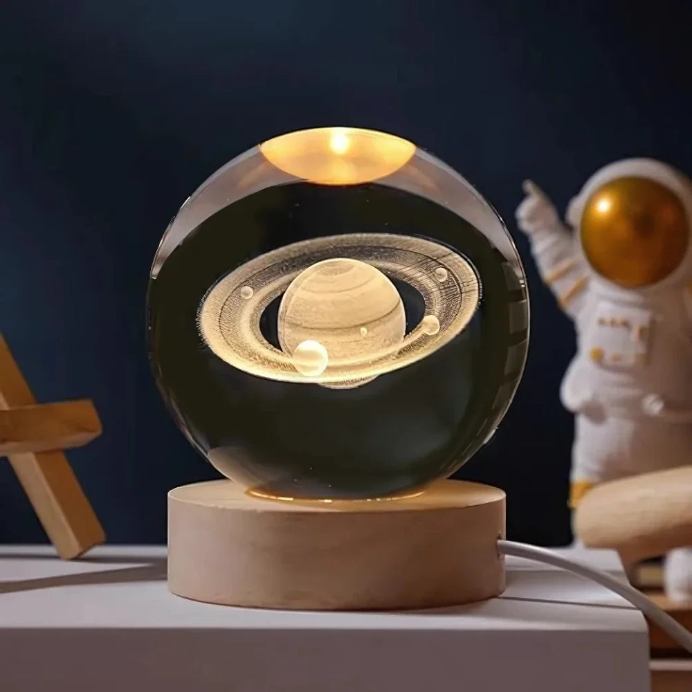 Galaxion | 3D Crystal Ball Table Lamp with Wood Base