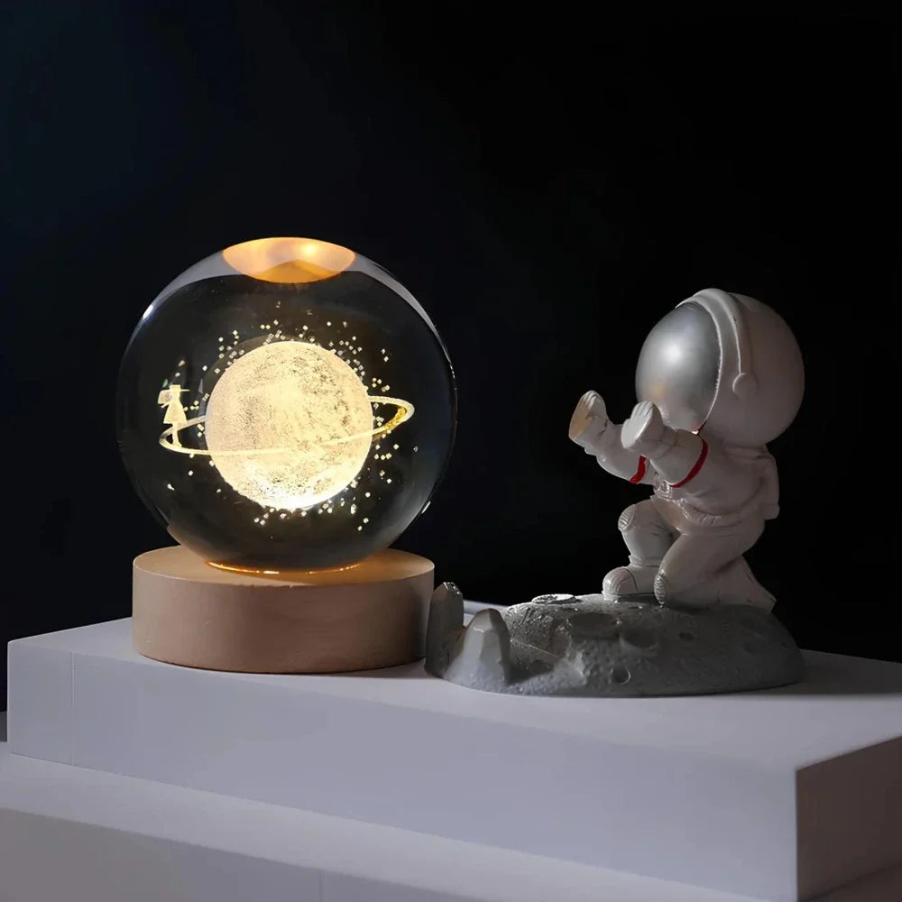 Galaxion | 3D Crystal Ball Table Lamp with Wood Base