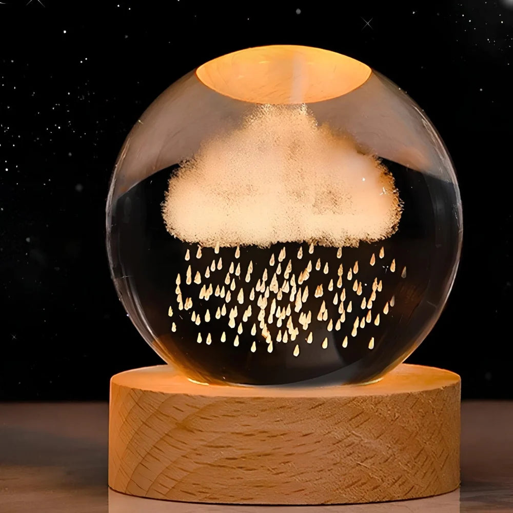 Galaxion | 3D Crystal Ball Table Lamp with Wood Base
