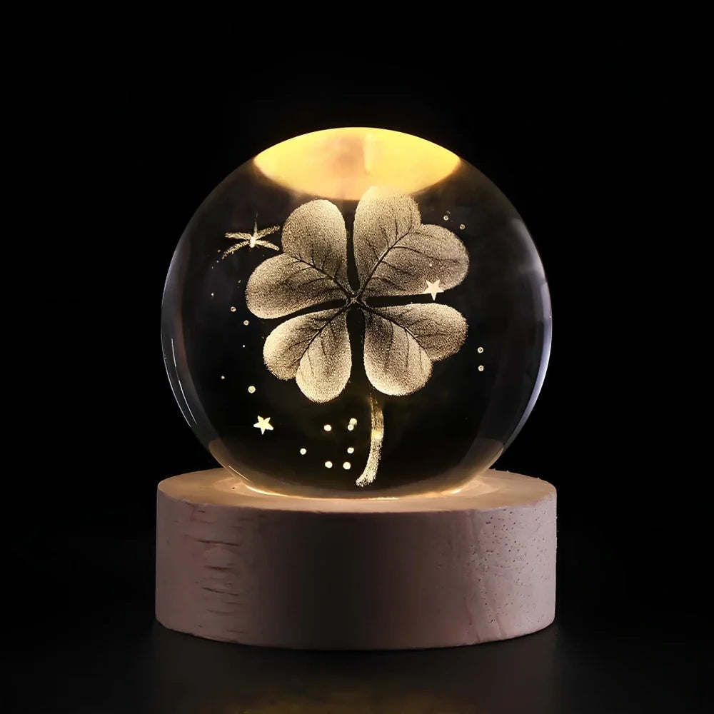 Galaxion | 3D Crystal Ball Table Lamp with Wood Base