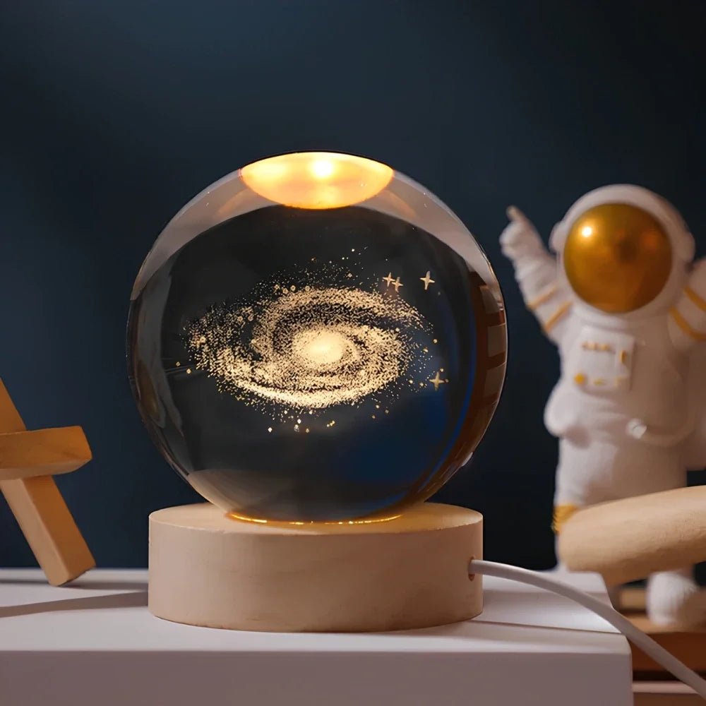 Galaxion | 3D Crystal Ball Table Lamp with Wood Base