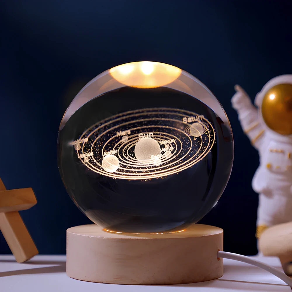 Galaxion | 3D Crystal Ball Table Lamp with Wood Base