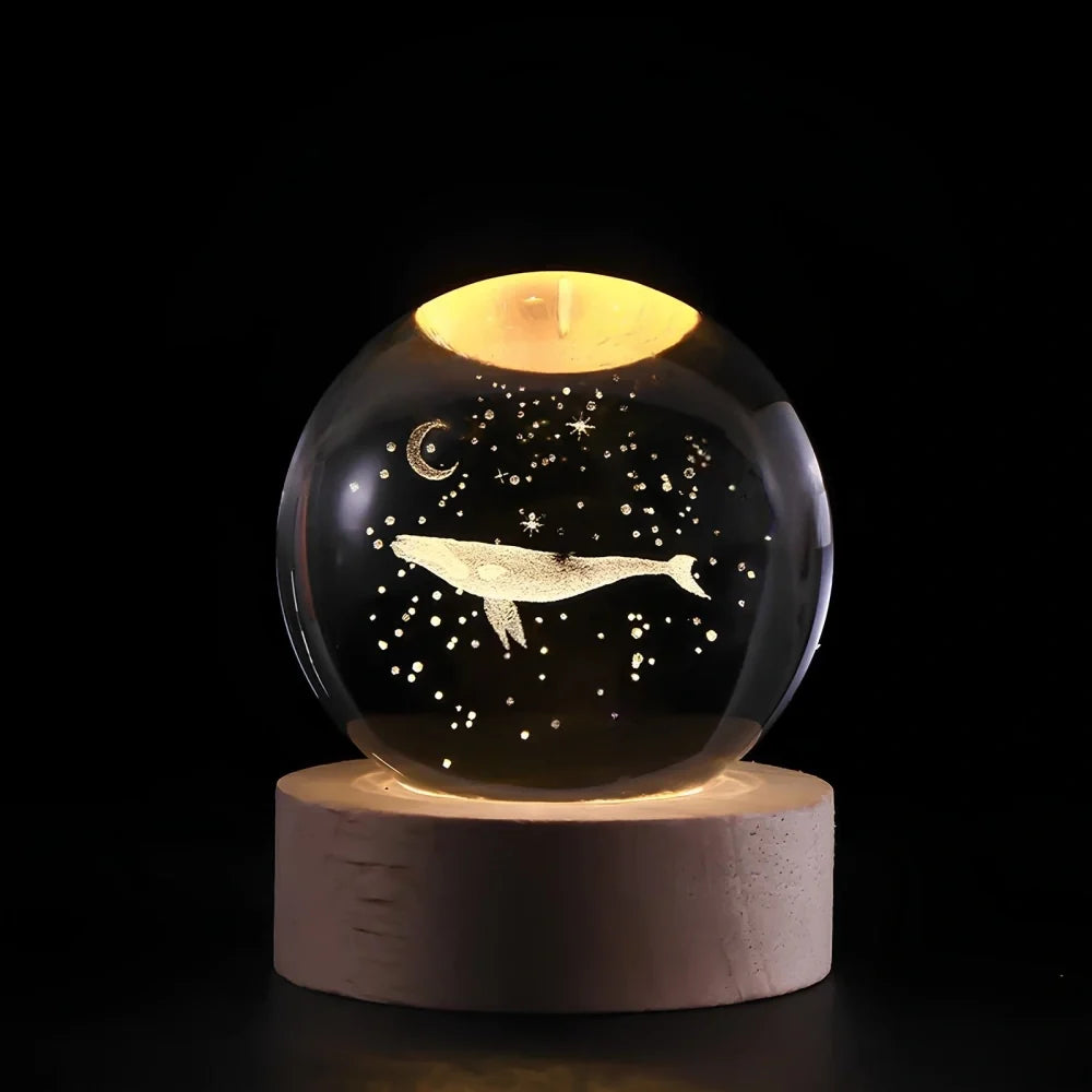 Galaxion | 3D Crystal Ball Table Lamp with Wood Base