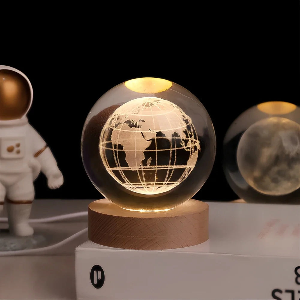 Galaxion | 3D Crystal Ball Table Lamp with Wood Base