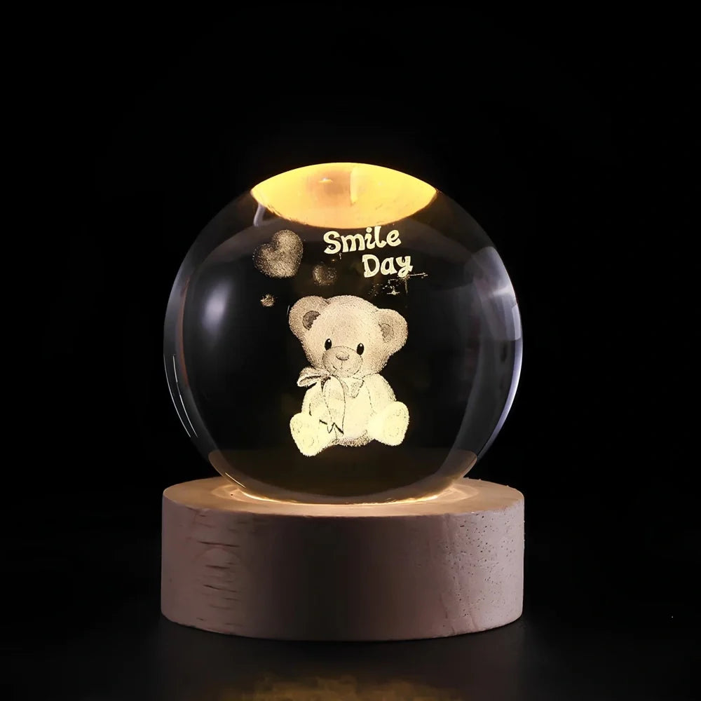 Galaxion | 3D Crystal Ball Table Lamp with Wood Base