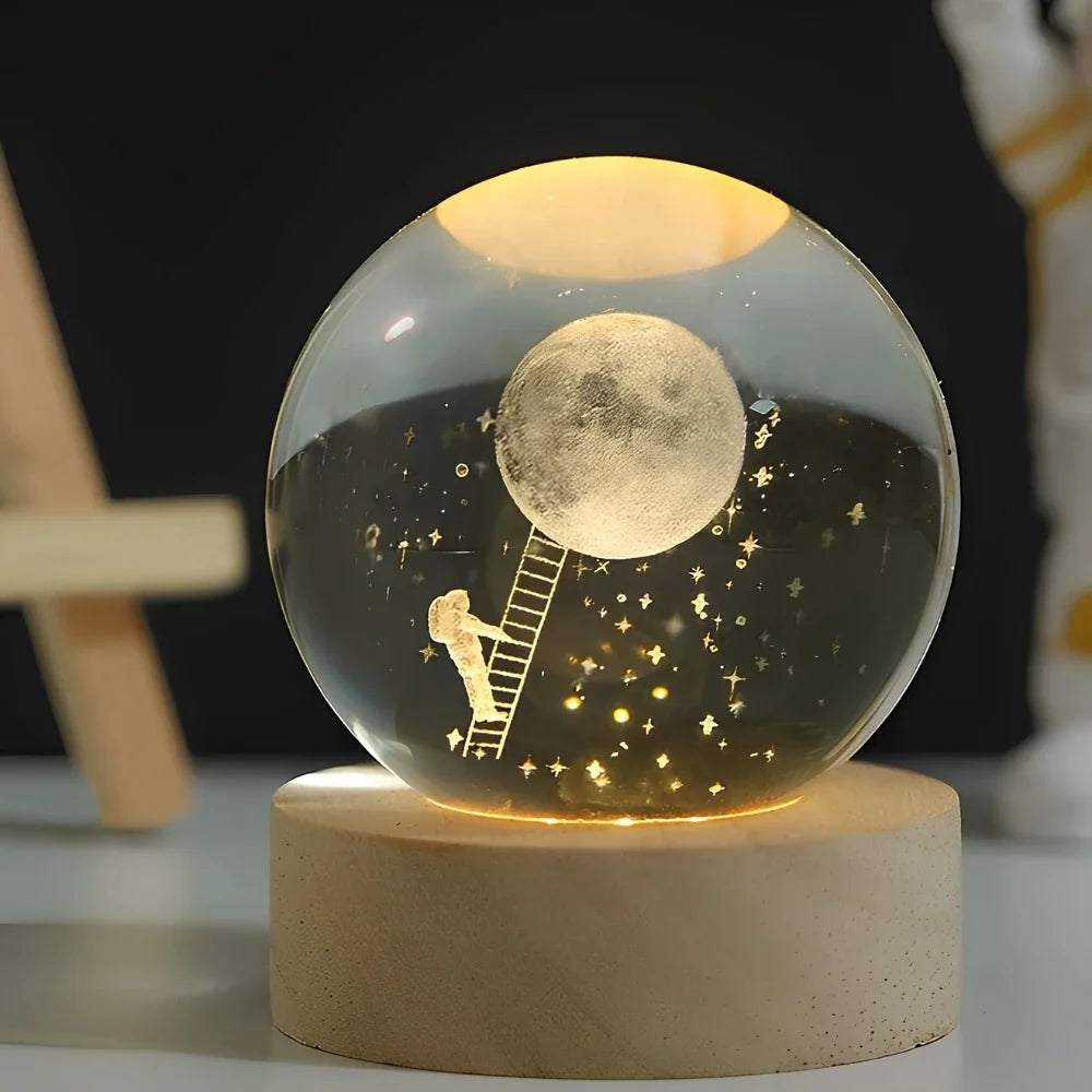 Galaxion | 3D Crystal Ball Table Lamp with Wood Base