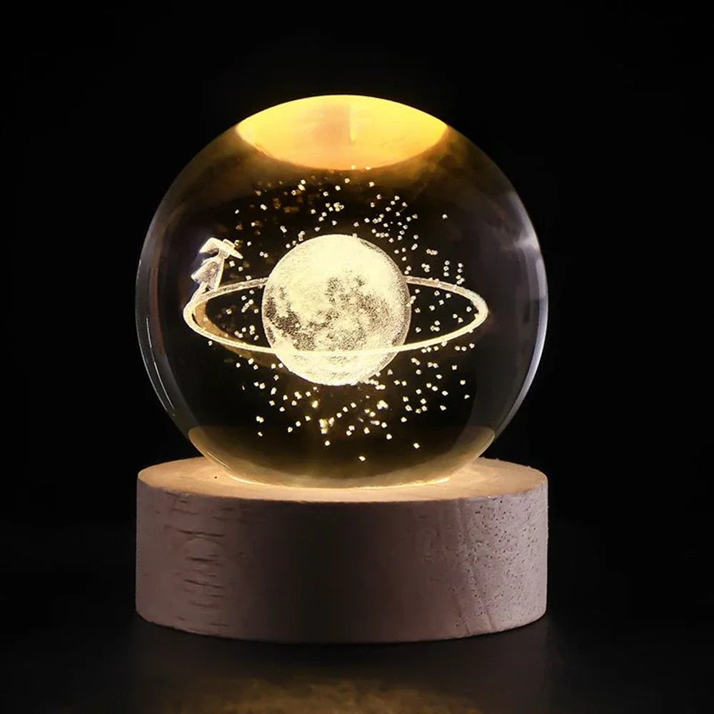 Galaxion | 3D Crystal Ball Table Lamp with Wood Base