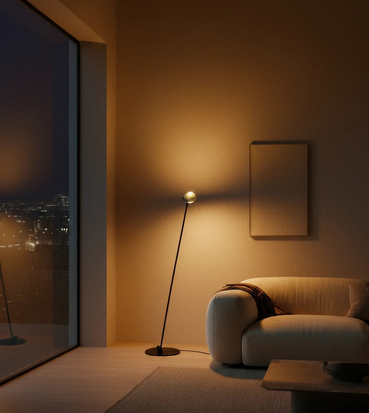 Cyrano | LED Floor Lamp with Adjustable Chrome Heads