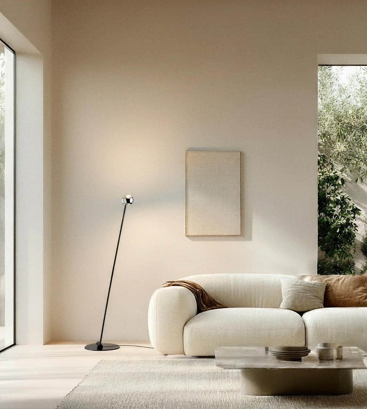Cyrano | LED Floor Lamp with Adjustable Chrome Heads