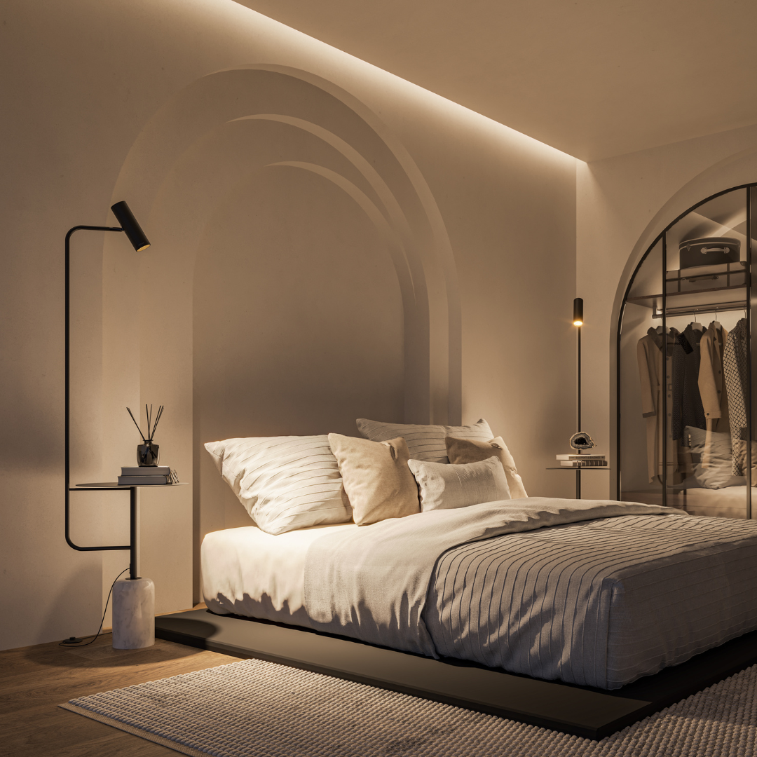 Thalessa | Floor Lamp with Integrated Side Table and Marble Base