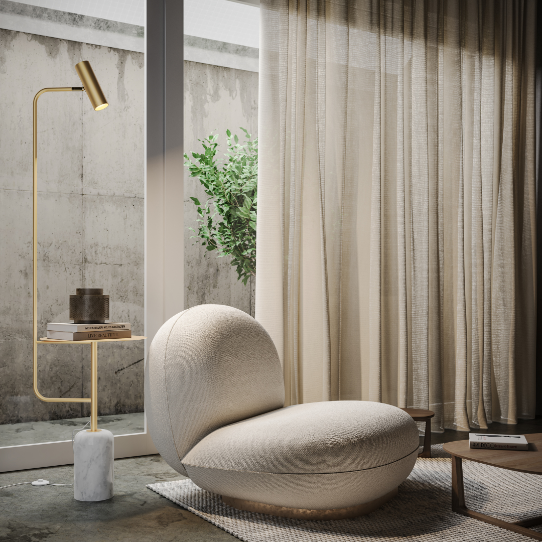 Thalessa | Floor Lamp with Integrated Side Table and Marble Base