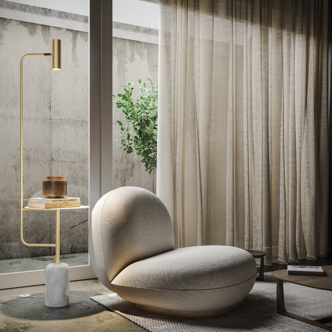 Thalessa | Floor Lamp with Integrated Side Table and Marble Base