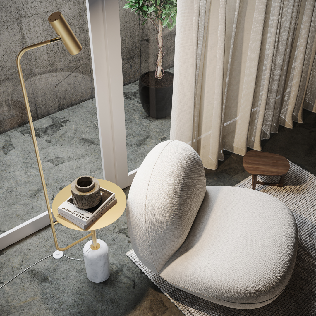 Thalessa | Floor Lamp with Integrated Side Table and Marble Base
