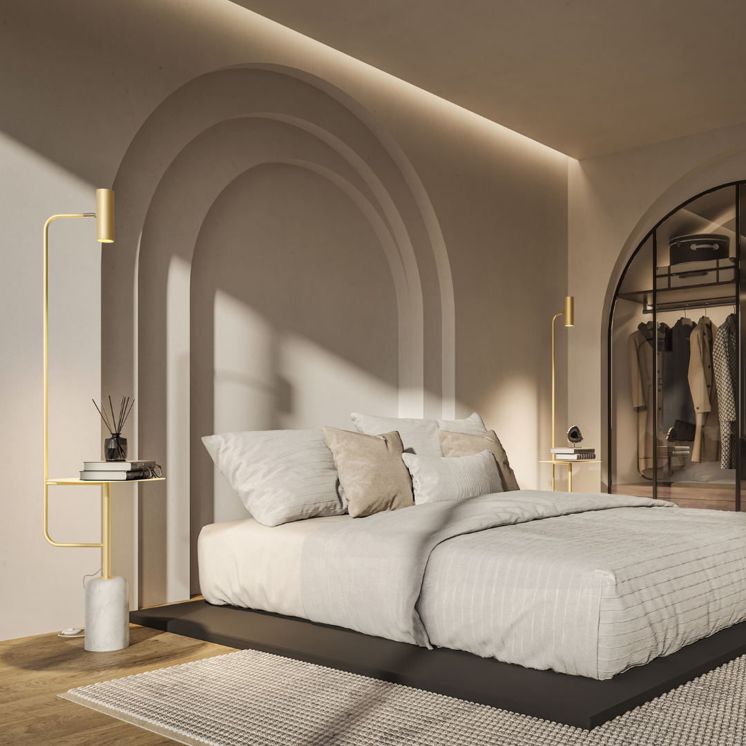 Thalessa | Floor Lamp with Integrated Side Table and Marble Base