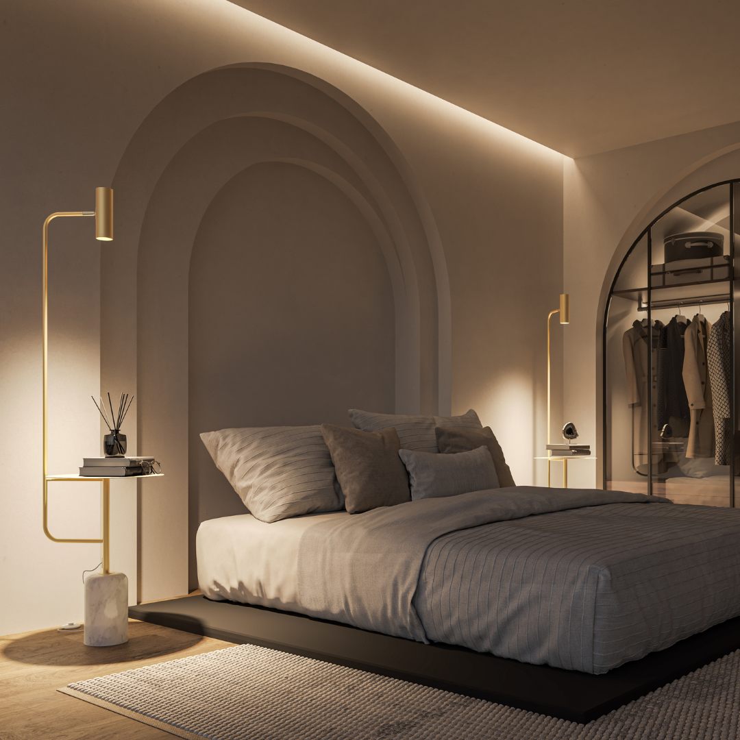 Thalessa | Floor Lamp with Integrated Side Table and Marble Base