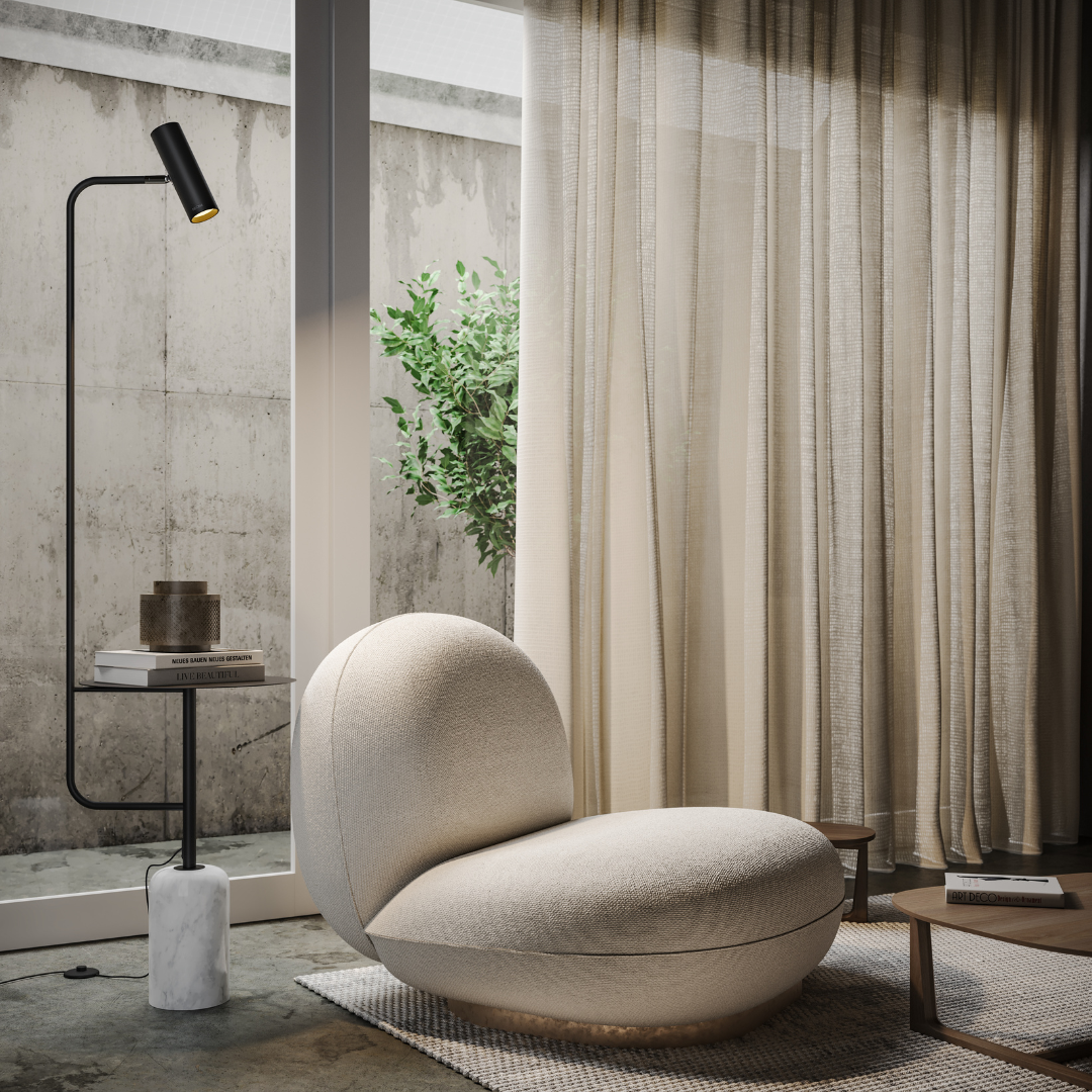 Thalessa | Floor Lamp with Integrated Side Table and Marble Base