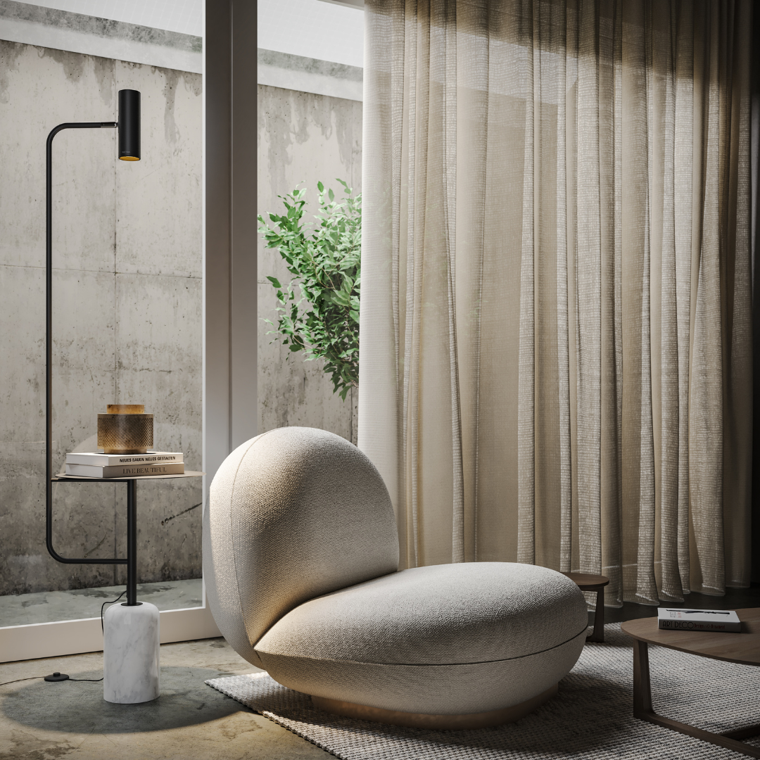 Thalessa | Floor Lamp with Integrated Side Table and Marble Base