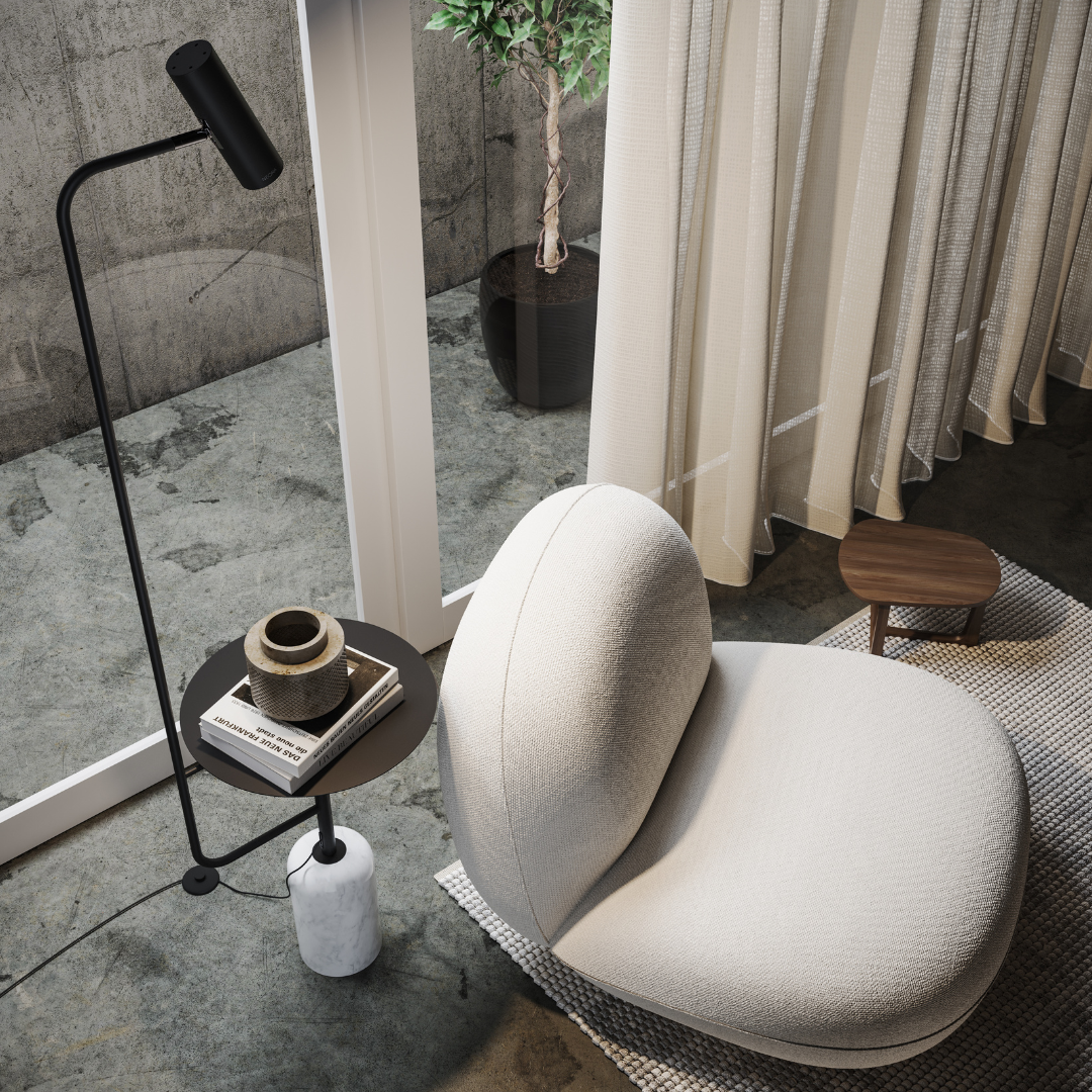 Thalessa | Floor Lamp with Integrated Side Table and Marble Base