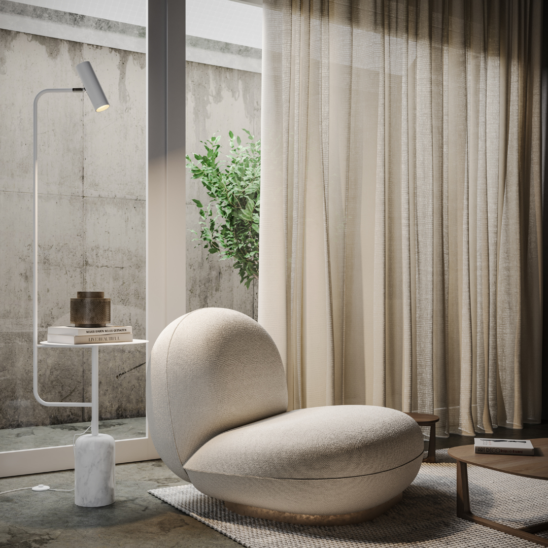 Thalessa | Floor Lamp with Integrated Side Table and Marble Base