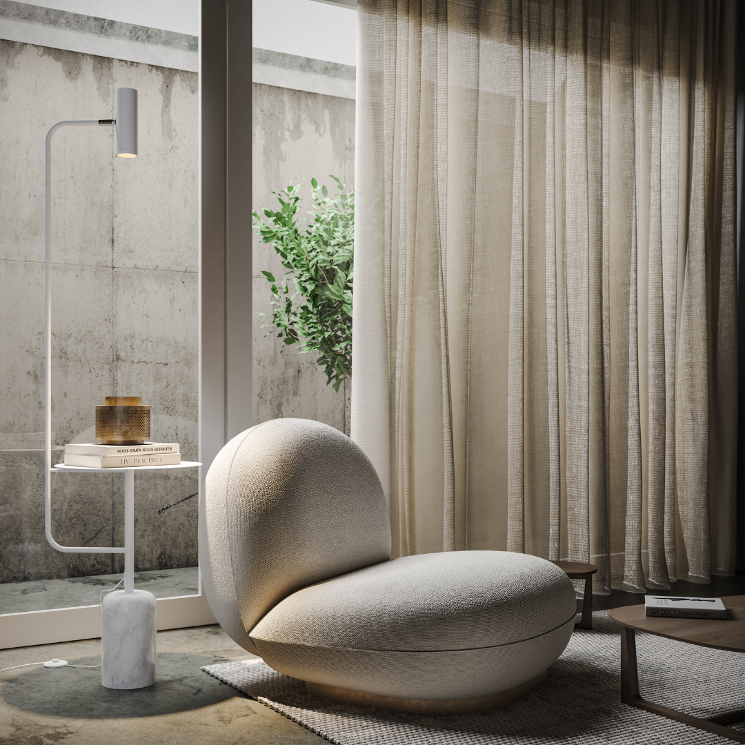 Thalessa | Floor Lamp with Integrated Side Table and Marble Base