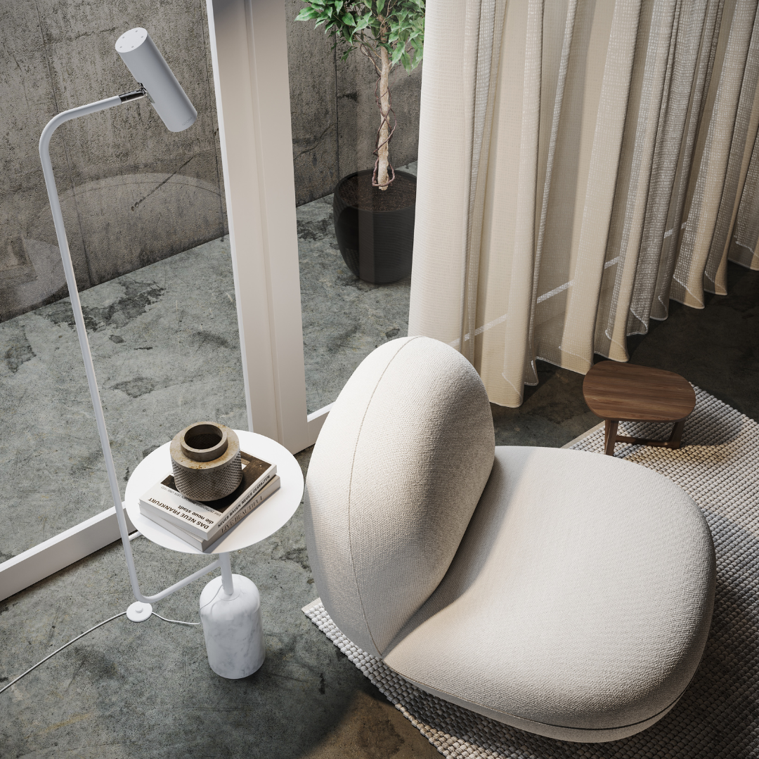 Thalessa | Floor Lamp with Integrated Side Table and Marble Base