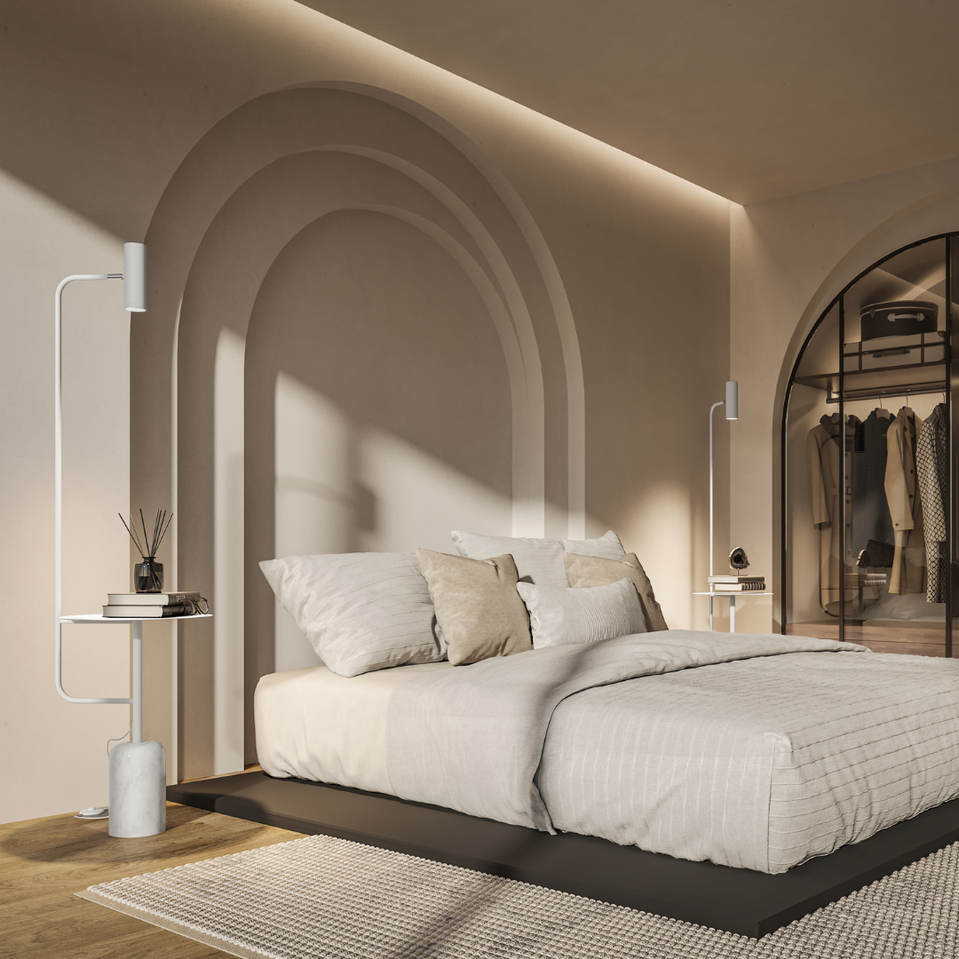 Thalessa | Floor Lamp with Integrated Side Table and Marble Base