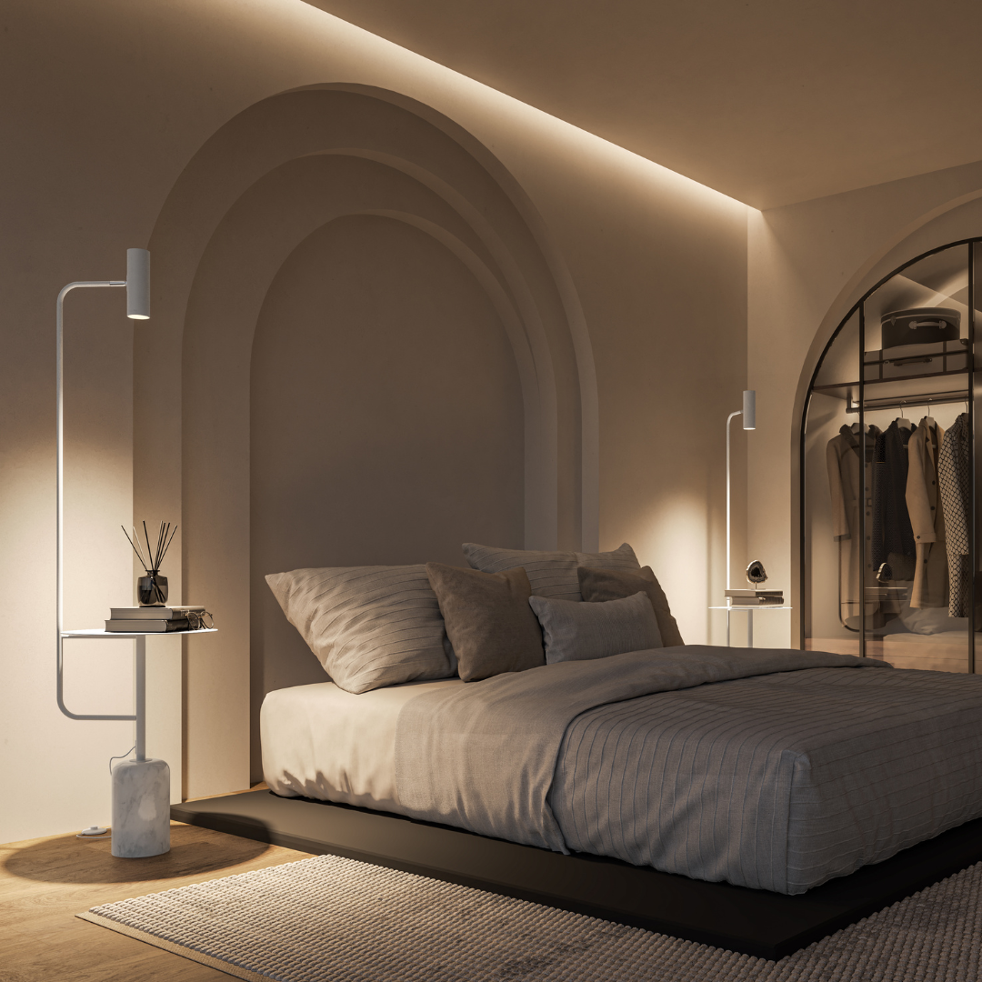 Thalessa | Floor Lamp with Integrated Side Table and Marble Base
