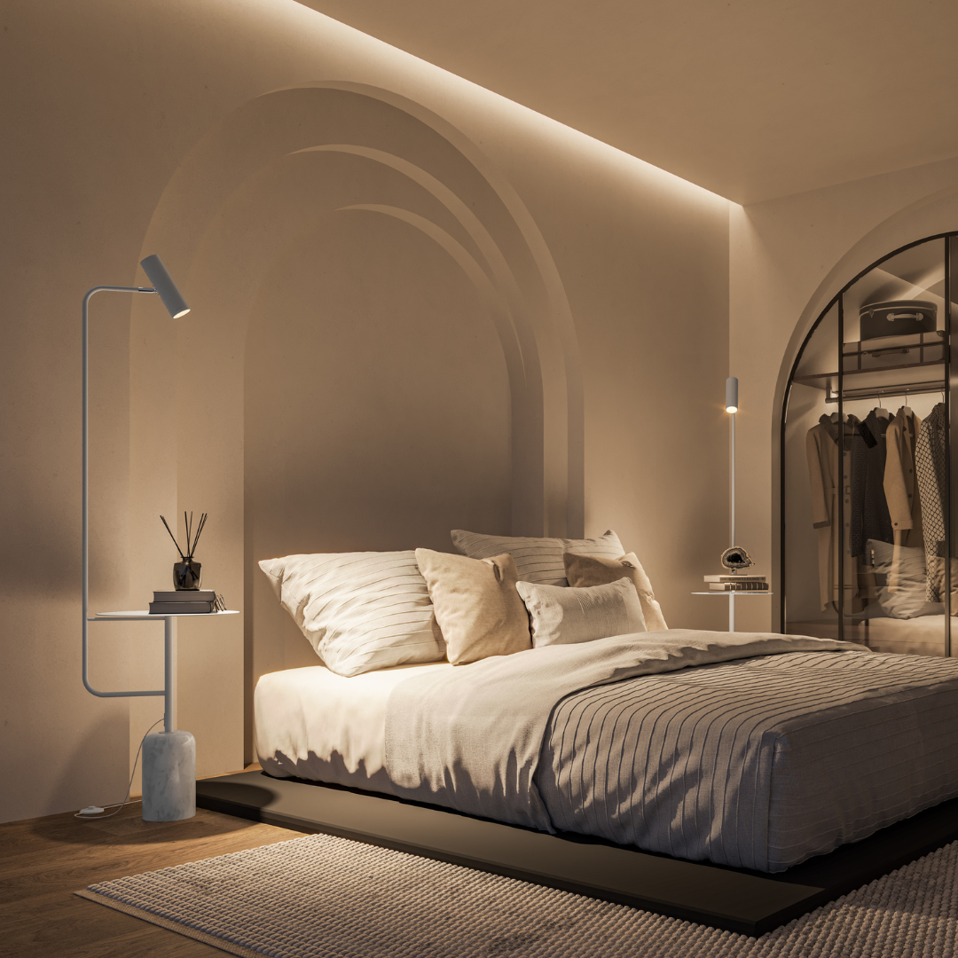 Thalessa | Floor Lamp with Integrated Side Table and Marble Base