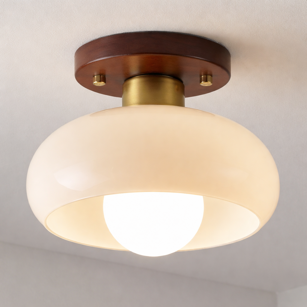 Tiberis | Cream Glass Flush Ceiling Light