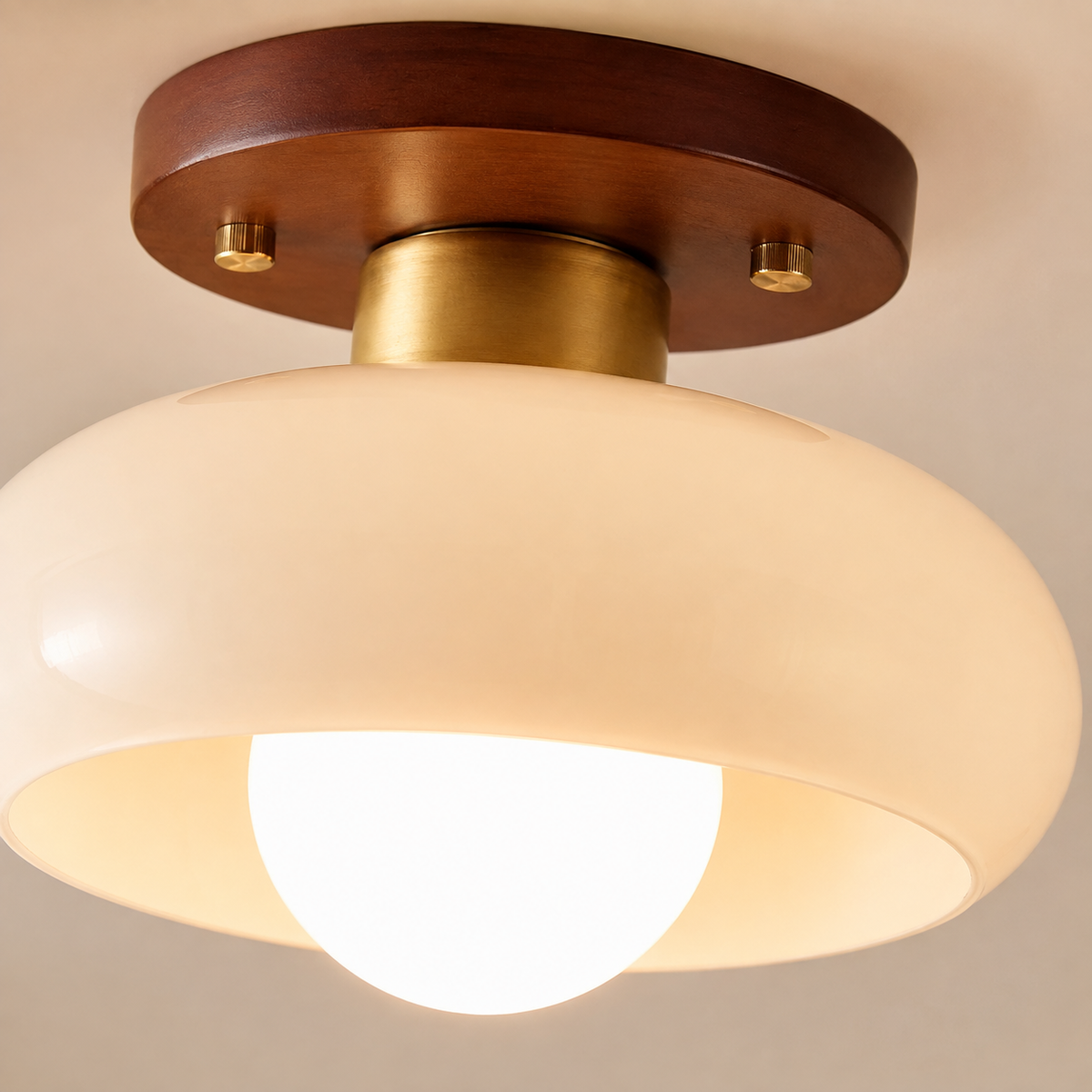 Tiberis | Cream Glass Flush Ceiling Light