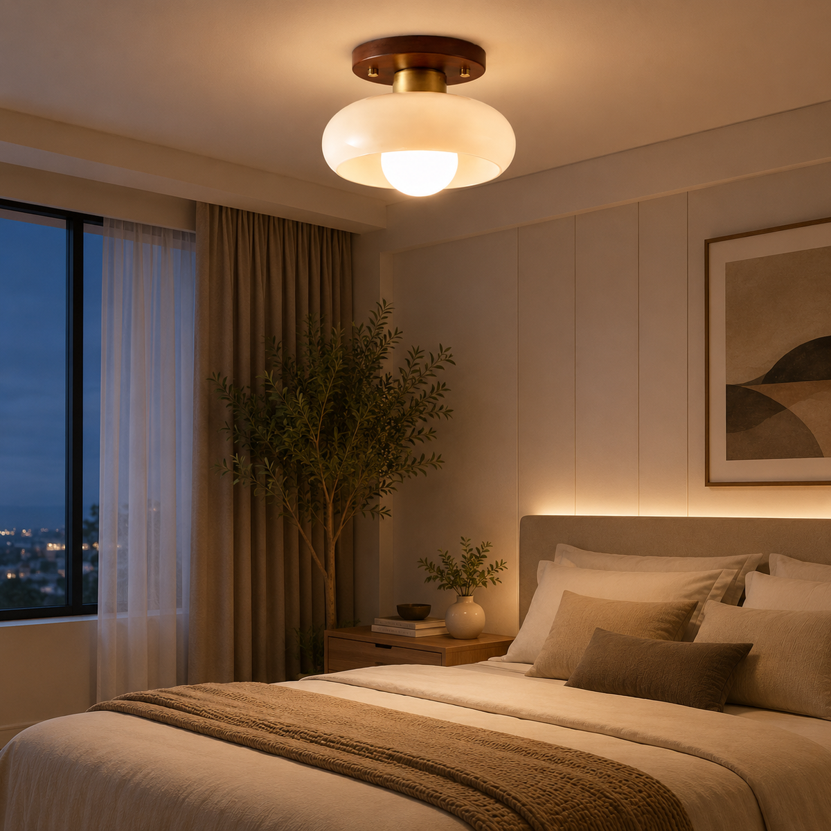 Tiberis | Cream Glass Flush Ceiling Light