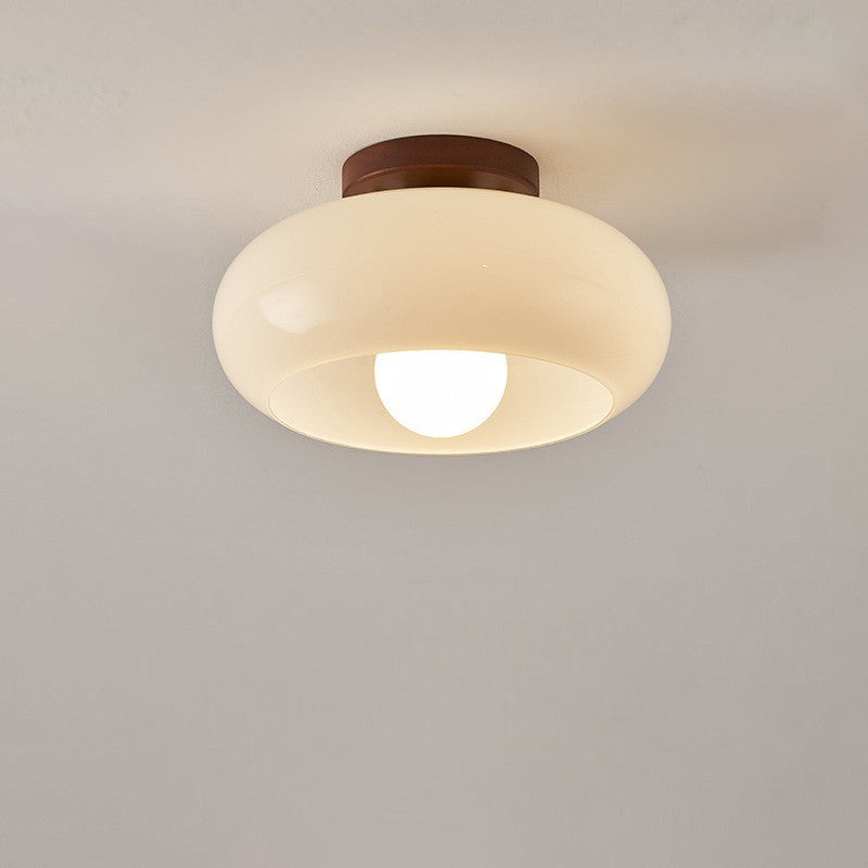 Tiberis | Cream Glass Flush Ceiling Light