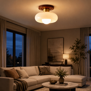 Tiberis | Cream Glass Flush Ceiling Light