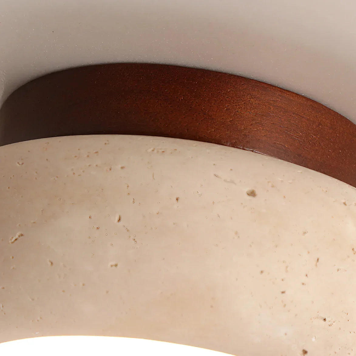 Thessaly | Travertine Stone Ceiling Light with Wood Base