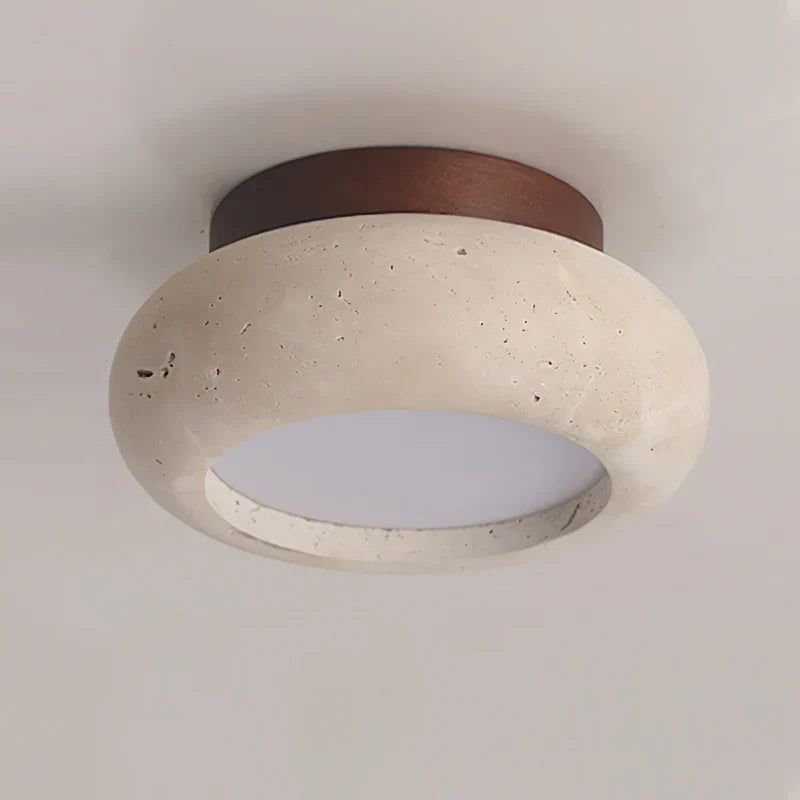Thessaly | Travertine Stone Ceiling Light with Wood Base