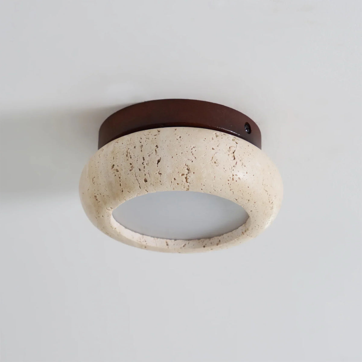 Thessaly | Travertine Stone Ceiling Light with Wood Base