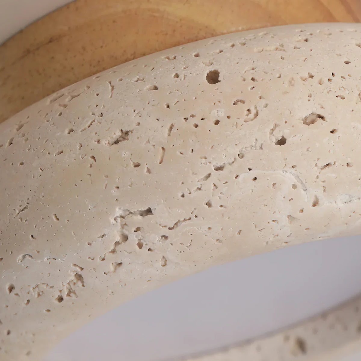 Thessaly | Travertine Stone Ceiling Light with Wood Base