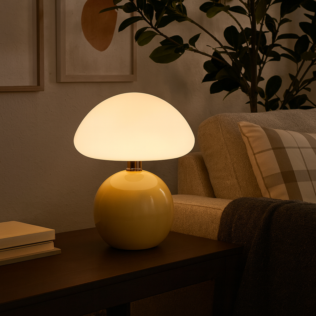 Daphne | Ceramic Mushroom Table Lamp with Three LED Tones