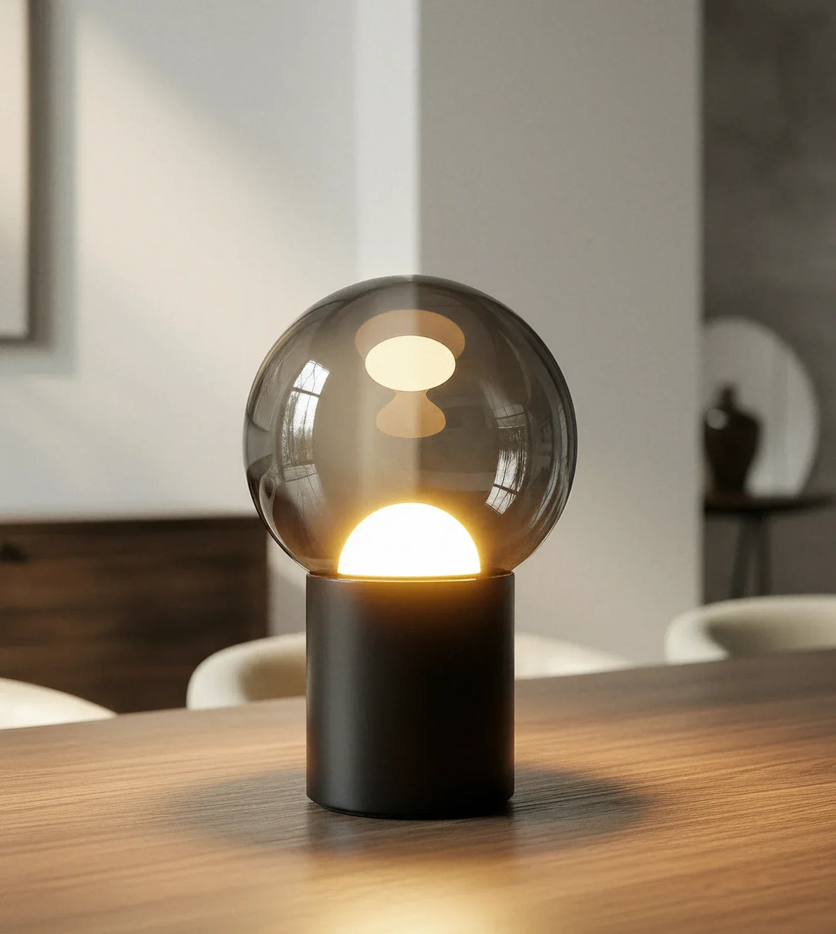 Frost | Globe Table Lamp with Smoked Glass Shade
