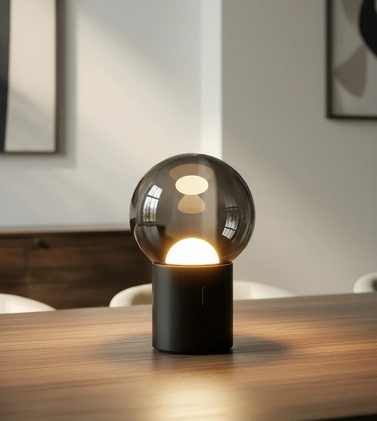 Frost | Globe Table Lamp with Smoked Glass Shade