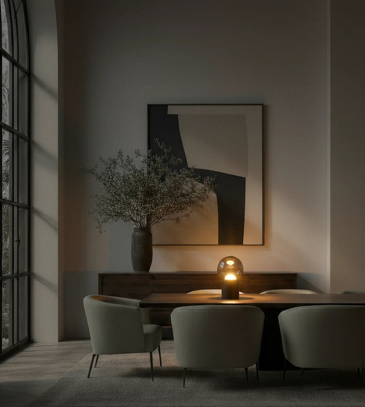 Frost | Globe Table Lamp with Smoked Glass Shade