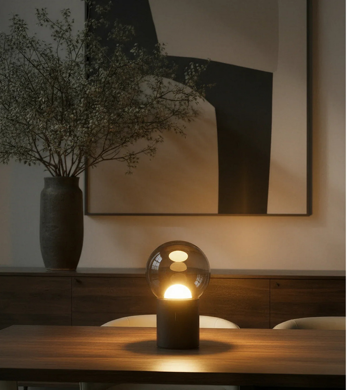 Frost | Globe Table Lamp with Smoked Glass Shade
