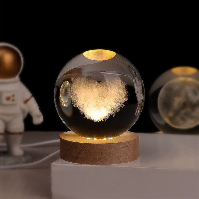 Galaxion | 3D Crystal Ball Table Lamp with Wood Base
